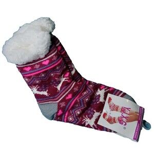 Thermal Knit Slipper Socks With Non-Stick Grippers, New